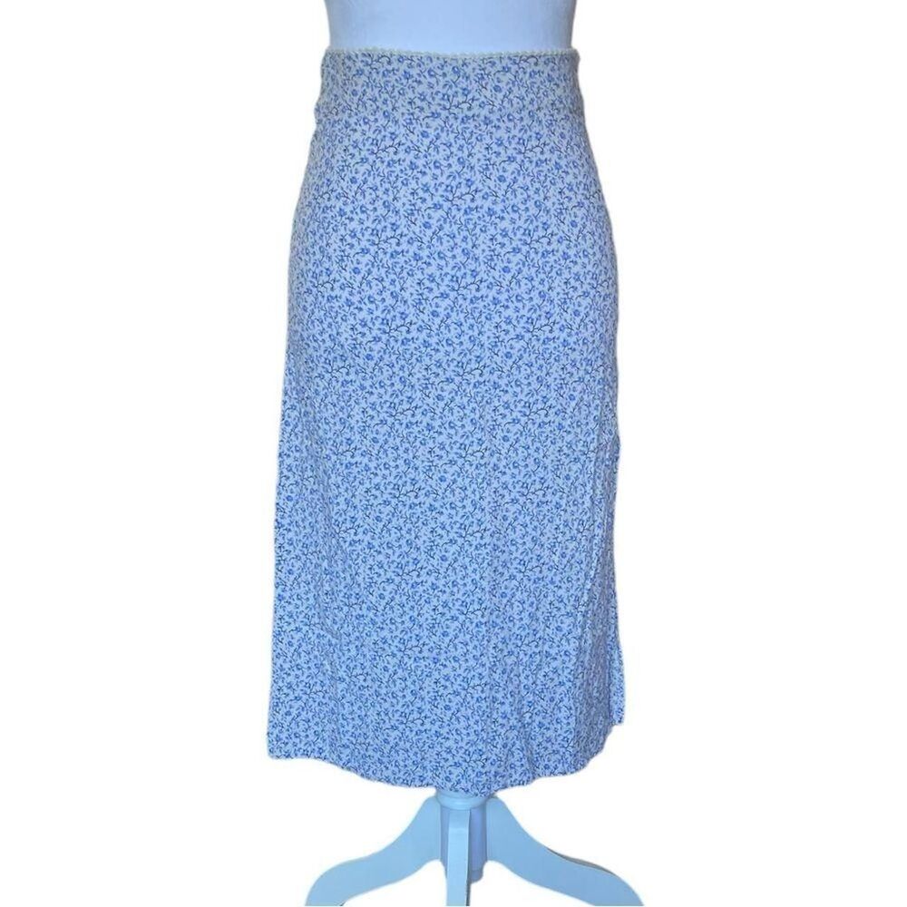 Brandy-melville Women's Blue and White Skirt